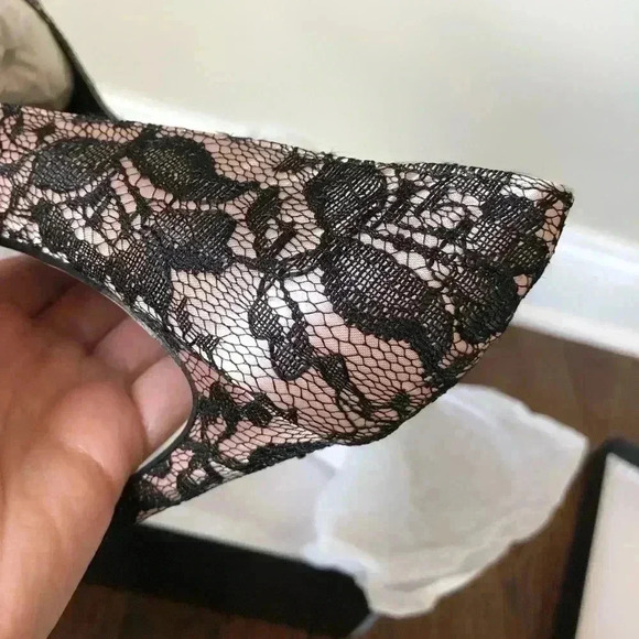 Ann Taylor Women’s 8 Black Lace Shimmer Pink Pump w/3.5” Heel - NEW IN BOX!! - Picture 11 of 11